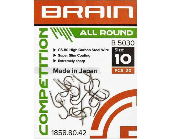 Крючок Brain fishing All Round B5030 14 (20 шт/уп) Bronze (1858.80.40), изображение 2 Крючок Brain fishing All Round B5030 14 (20 шт/уп) Bronze (1858.80.40), изображение 2