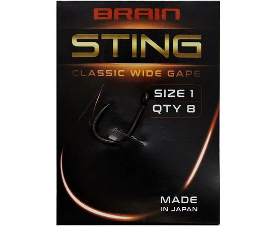 Крючок Brain fishing Sting Classic Wide Gape 02 (10 шт/уп) (1858.80.44), изображение 2 Крючок Brain fishing Sting Classic Wide Gape 02 (10 шт/уп) (1858.80.44), изображение 2