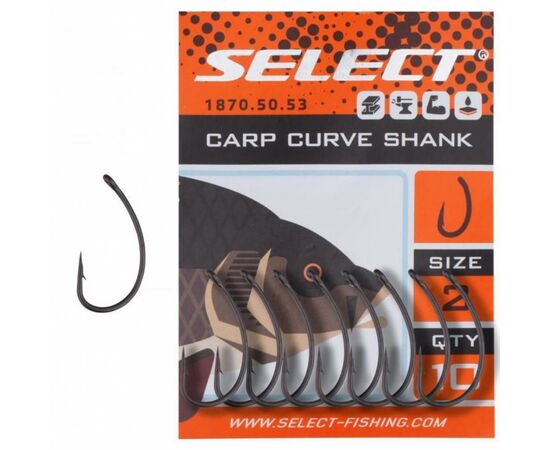 Крючок Select Carp Curve Shank 02 (10 шт/уп) (1870.50.53), изображение 2 Крючок Select Carp Curve Shank 02 (10 шт/уп) (1870.50.53), изображение 2
