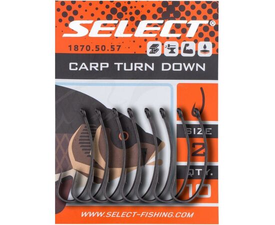 Крючок Select Carp Turn Down 02 (10 шт/уп) (1870.50.57), изображение 2 Крючок Select Carp Turn Down 02 (10 шт/уп) (1870.50.57), изображение 2