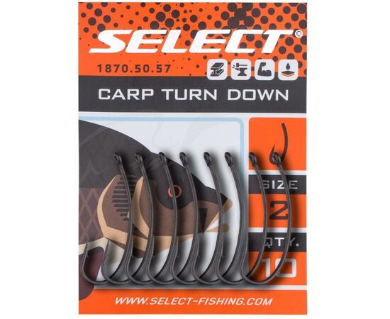 Крючок Select Carp Turn Down 08 (10 шт/уп) (1870.50.54), изображение 2 Крючок Select Carp Turn Down 08 (10 шт/уп) (1870.50.54), изображение 2
