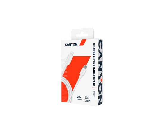 Дата кабель USB-C to Lightning 2.0m 3A White Canyon (CNE-CFI12W), изображение 2 Дата кабель USB-C to Lightning 2.0m 3A White Canyon (CNE-CFI12W), изображение 2