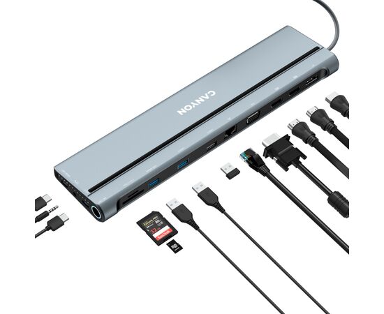 Концентратор Canyon USB-C 14 in 1 (CNS-HDS90), изображение 5 Концентратор Canyon USB-C 14 in 1 (CNS-HDS90), изображение 5