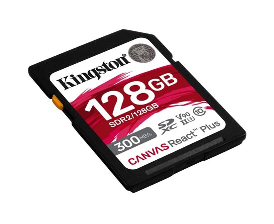 Карта памяти Kingston 128GB SDXC class 10 UHS-II U3 Canvas React Plus (SDR2/128GB), изображение 2 Карта памяти Kingston 128GB SDXC class 10 UHS-II U3 Canvas React Plus (SDR2/128GB), изображение 2