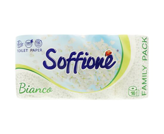 Туалетная бумага Soffione Bianco 3 слоя 16 рулонов (4820003836583)