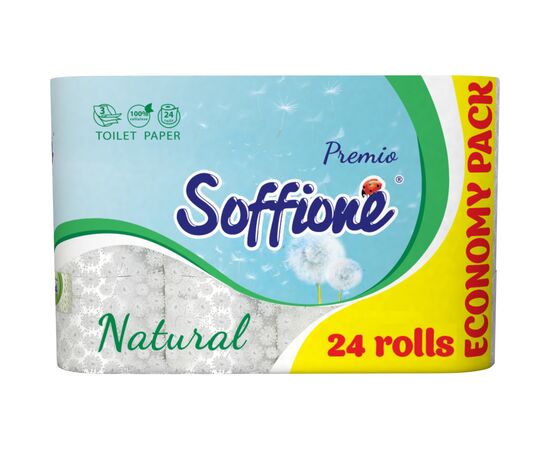 Туалетная бумага Soffione Natural 3 слоя 24 рулона (4820003836453)