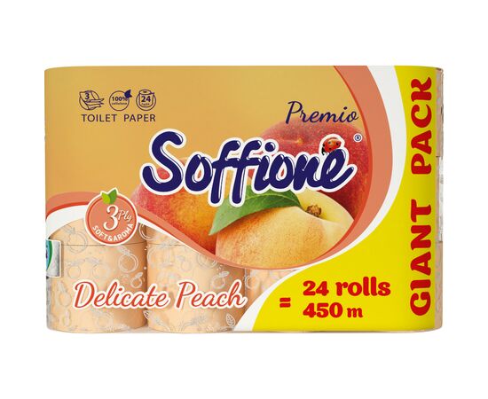 Туалетная бумага Soffione Premio Delicate Peach 3 слоя 24 рулона (4820003836354)