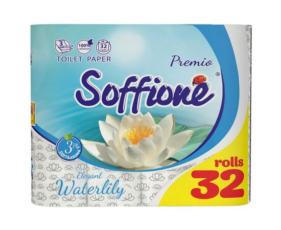 Туалетная бумага Soffione Premio Elegant Waterlily 3 слоя 32 рулона (4820003837047)