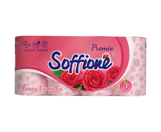 Туалетная бумага Soffione Premio Fancy Camellia 3 слоя 8 рулонов (4820003836071)