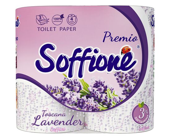 Туалетная бумага Soffione Premio Toscana Lavender 3 слоя 4 рулона (4820003833964)