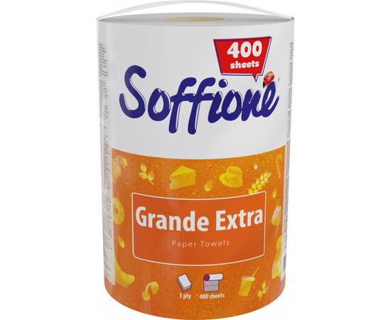Бумажные полотенца Soffione Grande Extra 3 слоя 400 отрывов 1 рулон (4820003836057)