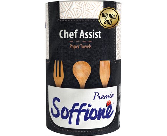 Бумажные полотенца Soffione Chef Assist Premio 3 слоя 300 отрывов 1 рулон (4820003835982)