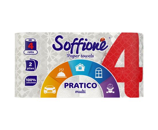 Бумажные полотенца Soffione Pratico Multi 2 слоя 4 рулона (4820003836569)