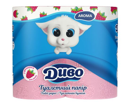 Туалетная бумага Диво Aroma Малина 2 слоя розовая 4 рулона (4820003836118)