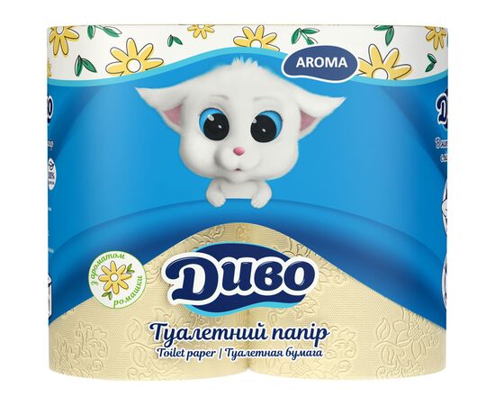 Туалетная бумага Диво Aroma Ромашка 2 слоя желтая 4 рулона (4820003836125)
