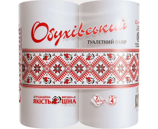 Туалетний папір Обухівський 2 шари білий 4 рулони (4820003833827)