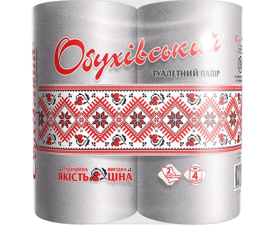 Туалетний папір Обухівський 2 шари сірий 4 рулони (4820003833803)