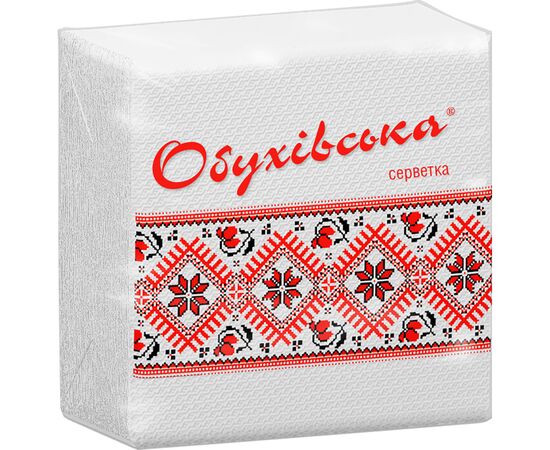 Салфетки столовые Обухівський 1 слой белые 23х24 см 80 шт. (4820003833858)