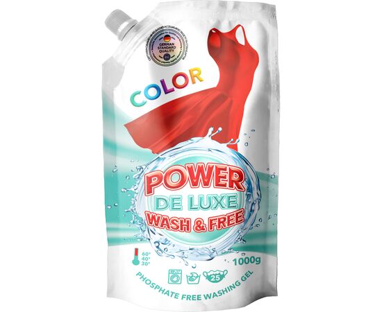 Гель для стирки Power De Luxe для цветных вещей 1 кг (4260637720856)