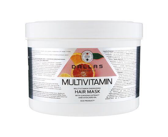 Маска для волос Dalas Multivitamin Энергетическая с компл. мультивитаминов, экстрактом женьшеня и маслом авокадо 500мл (4260637723512)