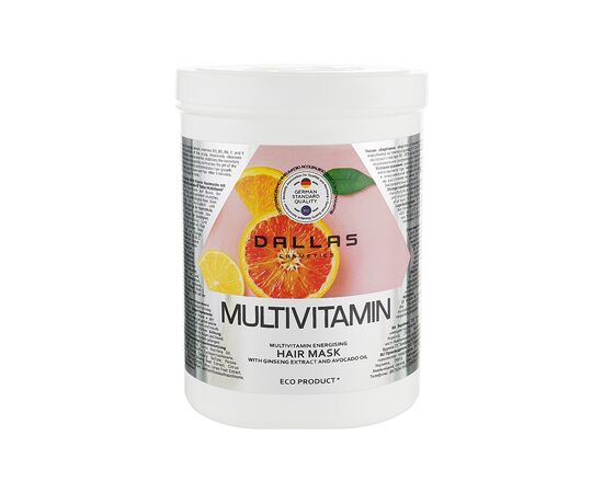 Маска для волос Dalas Multivitamin Энергетическая с компл. мультивитаминов, экстрактом женьшеня и маслом авокадо 1 л (4260637723239)