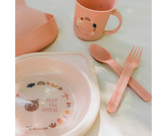 Набор детской посуды Suavinex Лесные истории Столовые приборы розовые (401235), изображение 3