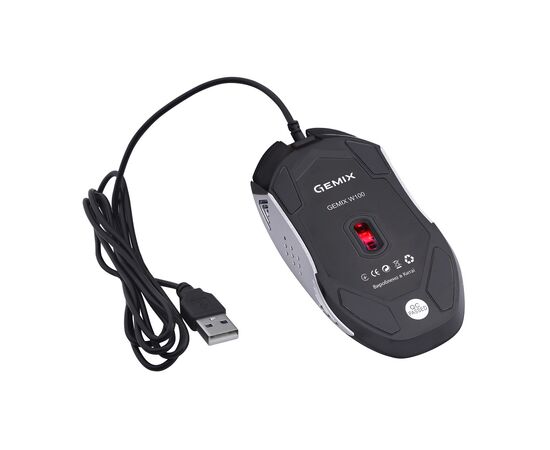 Мишка Gemix W100 USB Black/Gray + ігрова поверхня (W100Combo), зображення 8 Мишка Gemix W100 USB Black/Gray + ігрова поверхня (W100Combo), зображення 8