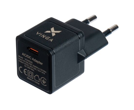 Зарядное устройство Vinga USB-C 20W PowerDelivery Wall Charger (VCHG20), изображение 2 Зарядное устройство Vinga USB-C 20W PowerDelivery Wall Charger (VCHG20), изображение 2