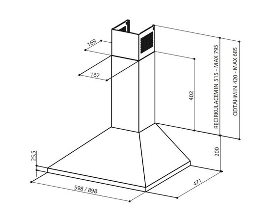 Вытяжка кухонная Faber VALUE BL A 60 PB, изображение 2 Вытяжка кухонная Faber VALUE BL A 60 PB, изображение 2