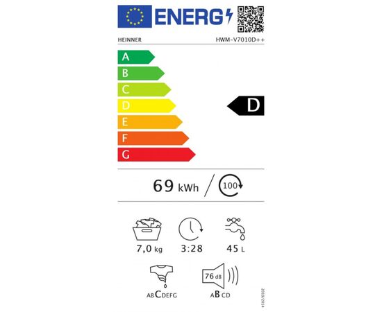 Стиральная машина HEINNER HWM-V7010D++, изображение 4 Стиральная машина HEINNER HWM-V7010D++, изображение 4