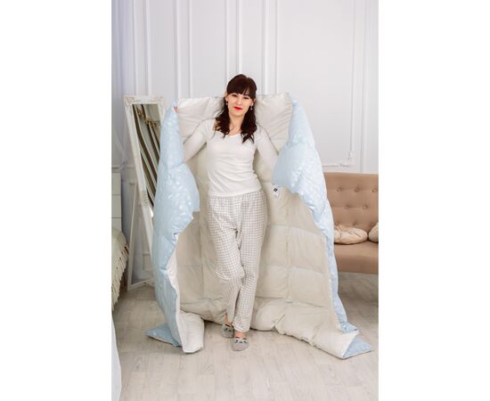 Одеяло MirSon Набор пуховый №2110 Bio-Blue Зима 90% пух одеяло 220х240 + подушка 50х70 упругая (2200003023268), изображение 10