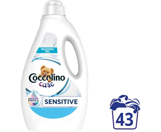 Гель для стирки Coccolino Care Sensitive для деликатной стирки 1.72 л (8720181168550), изображение 2 Гель для стирки Coccolino Care Sensitive для деликатной стирки 1.72 л (8720181168550), изображение 2