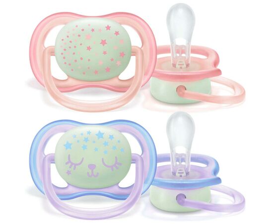 Пустушка Philips AVENT Ultra Air Нічна 0-6 міс для дівчат. 2 шт (SCF376/12)
