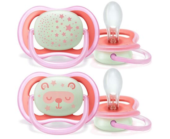 Пустышка Philips AVENT Ultra Air Ночная 6-18 мес для девочек 2 шт (SCF376/22)