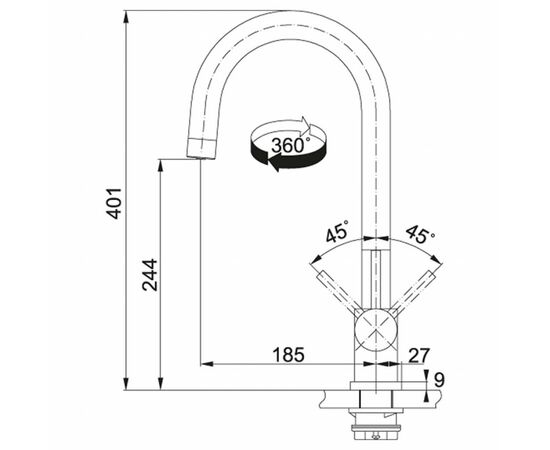 Смеситель Franke EOS Clear Water (120.0179.979), изображение 2 Смеситель Franke EOS Clear Water (120.0179.979), изображение 2