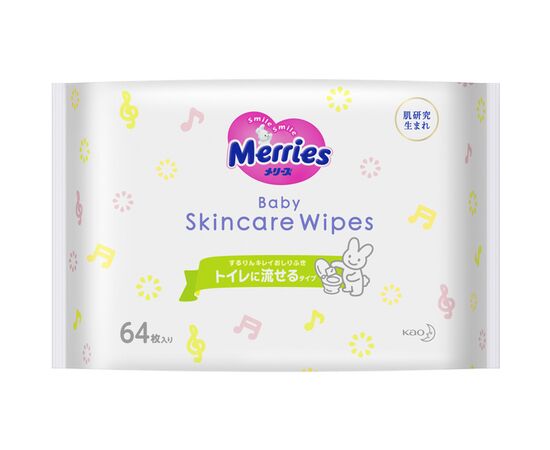 Детские влажные салфетки Merries Flushable запасной блок 64 шт (4901301239983)