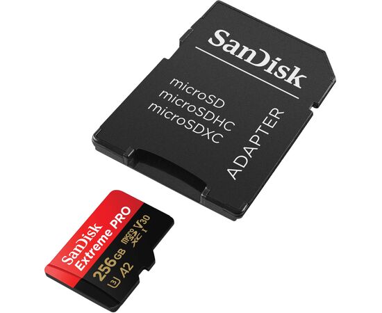 Карта памяти SanDisk 256 GB microSDXC UHS-I U3 Extreme Pro+SD Adapter (SDSQXCD-256G-GN6MA), изображение 4 Карта памяти SanDisk 256 GB microSDXC UHS-I U3 Extreme Pro+SD Adapter (SDSQXCD-256G-GN6MA), изображение 4