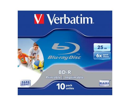 Диск BD Verbatim 25Gb 6x Jewel 10шт Printable (43713), изображение 2 Диск BD Verbatim 25Gb 6x Jewel 10шт Printable (43713), изображение 2