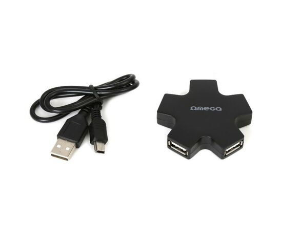 Концентратор Omega 4 Port USB 2.0 Hub Star black (OUH24SB), изображение 2 Концентратор Omega 4 Port USB 2.0 Hub Star black (OUH24SB), изображение 2