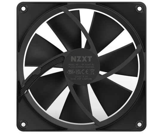 Кулер для корпуса NZXT F140RGB Single (Black) (RF-R14SF-B1), изображение 6 Кулер для корпуса NZXT F140RGB Single (Black) (RF-R14SF-B1), изображение 6