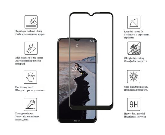 Скло захисне Drobak Nokia С21 Plus (Black) (444468), зображення 3 Скло захисне Drobak Nokia С21 Plus (Black) (444468), зображення 3
