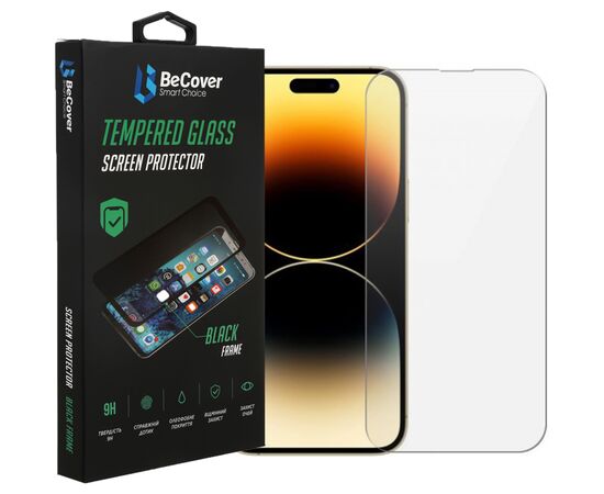 Стекло защитное BeCover Apple iPhone 14 Pro 3D Crystal Clear Glass (708086)