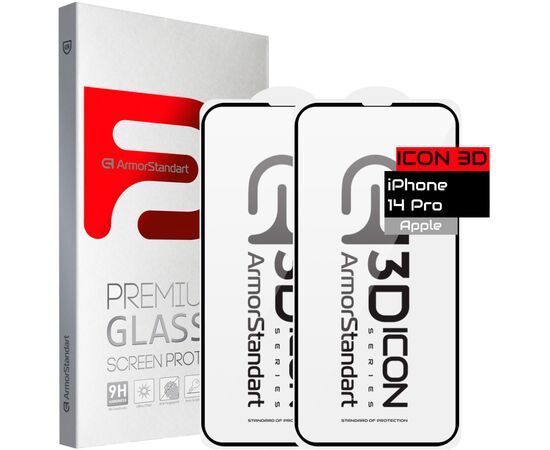 Стекло защитное Armorstandart Icon 3D iPhone 14 Pro Black 2 шт. (ARM65336)