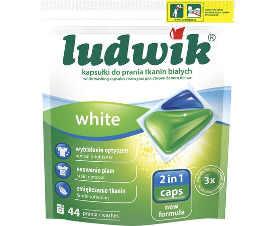 Капсулы для стирки Ludwik White 2 в 1 для белых вещей 44 шт. (5900498025774)