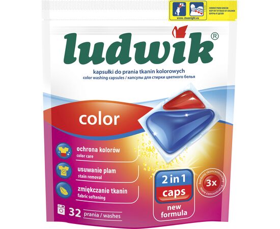 Капсулы для стирки Ludwik Color 2 в 1 для цветных вещей 32 шт. (5900498025736)