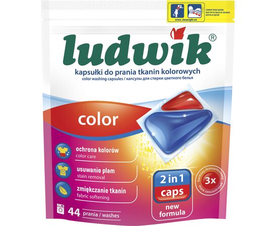 Капсулы для стирки Ludwik Color 2 в 1 для цветных вещей 44 шт. (5900498025712)