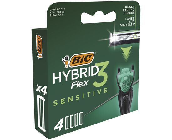 Сменные кассеты Bic Flex 3 Hybrid Sensitive 4 шт. (3086123644878), изображение 2 Сменные кассеты Bic Flex 3 Hybrid Sensitive 4 шт. (3086123644878), изображение 2