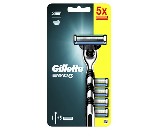 Бритва Gillette Mach3 c 5 сменными картриджами (7702018610181), изображение 2 Бритва Gillette Mach3 c 5 сменными картриджами (7702018610181), изображение 2
