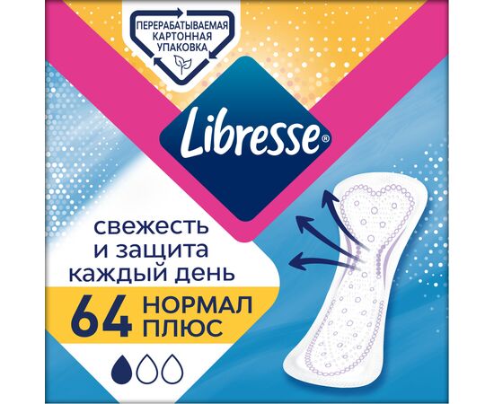 Ежедневные прокладки Libresse Daily Fresh Plus Normal 64 шт. (7322540757187)