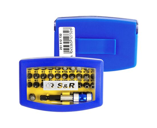 Набор бит S&R насадок для скручивания 32шт + держатель (251512732)